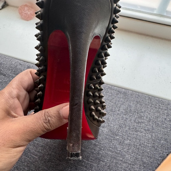 Christian Louboutin Leather Lady Peep spike peep toe platform pumps - Picture 9 of 9